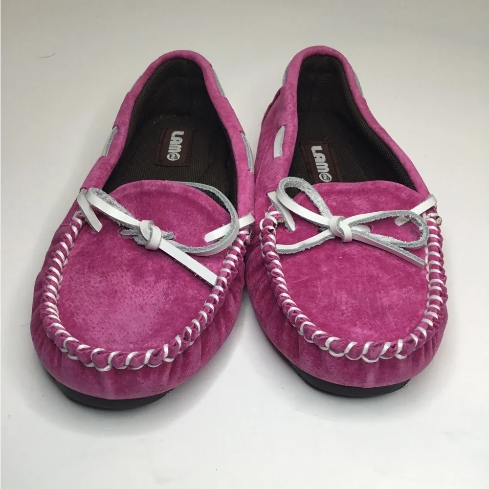 Lamo pink suede loafers kids size 1